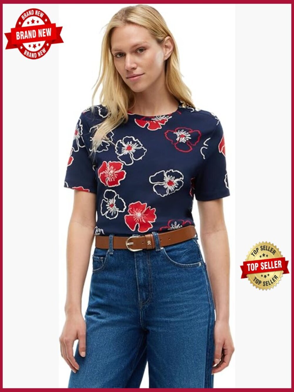 Short Sleeve Cotton Graphic Crew Neck T-Shirt with Button Shoulder Design